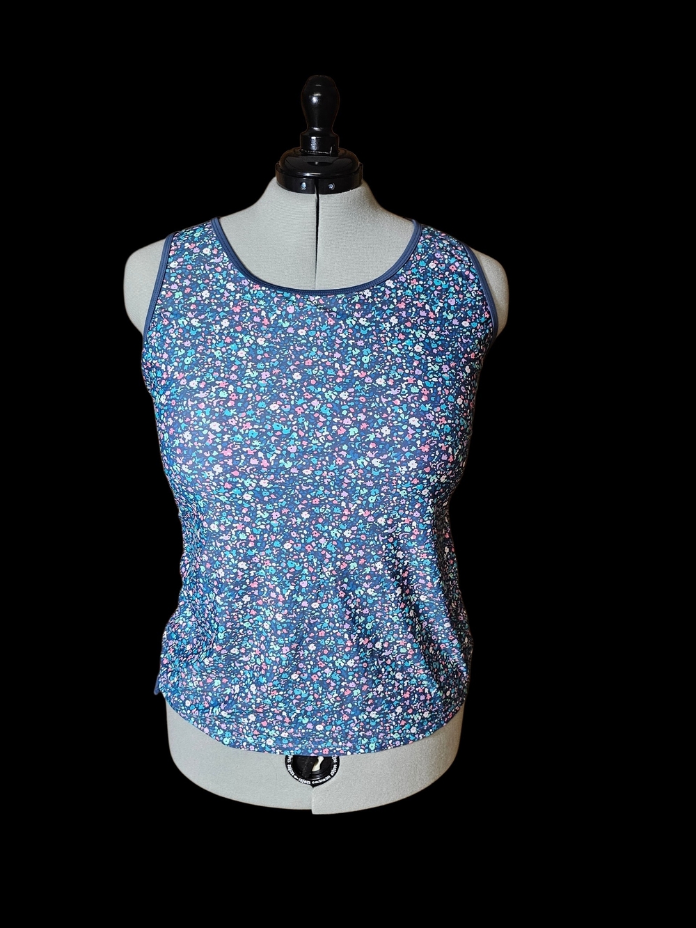 Free Country Navy Blue Floral Athletic Tank Top